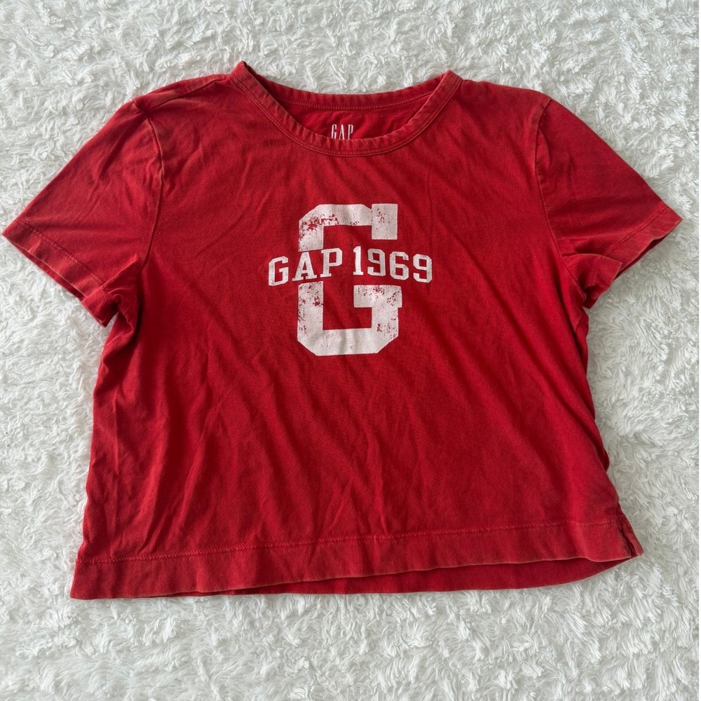 Gap T-Shirt Womens Small Vintage Cropped 1969 Graphic Tee Red Excellent